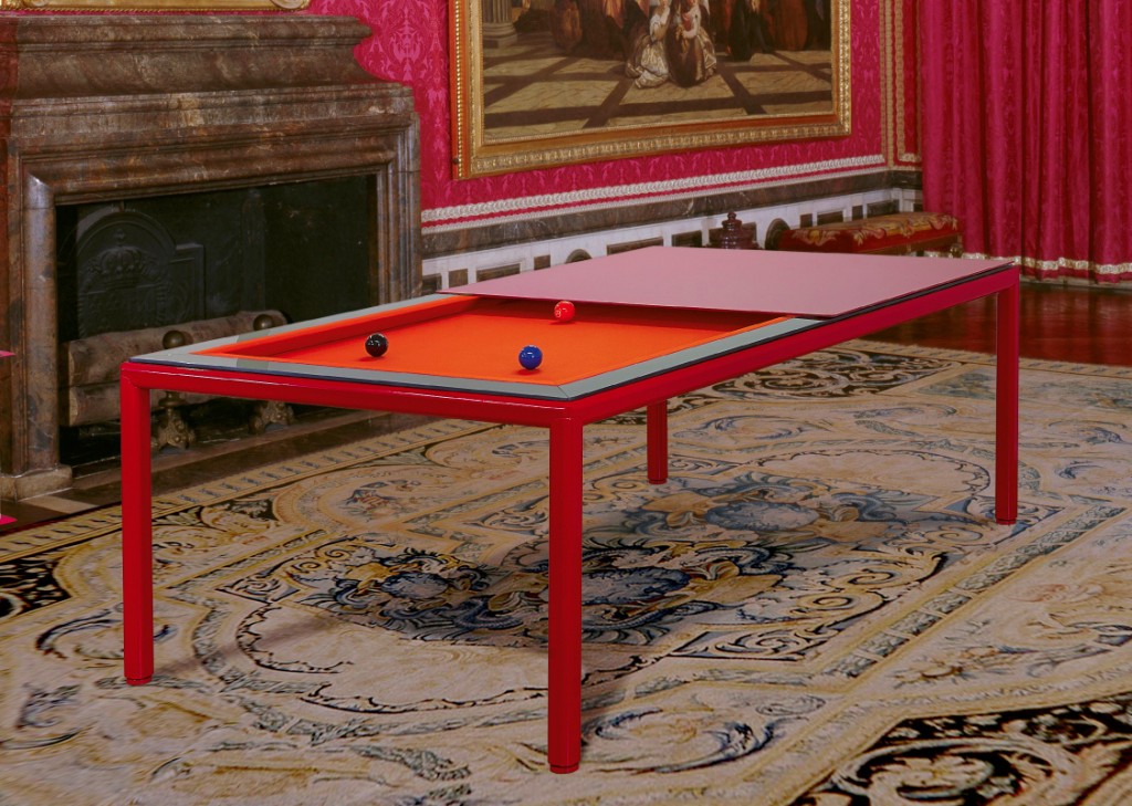 Convertible pool dining fusion table Ultra in red by Vision Billiards