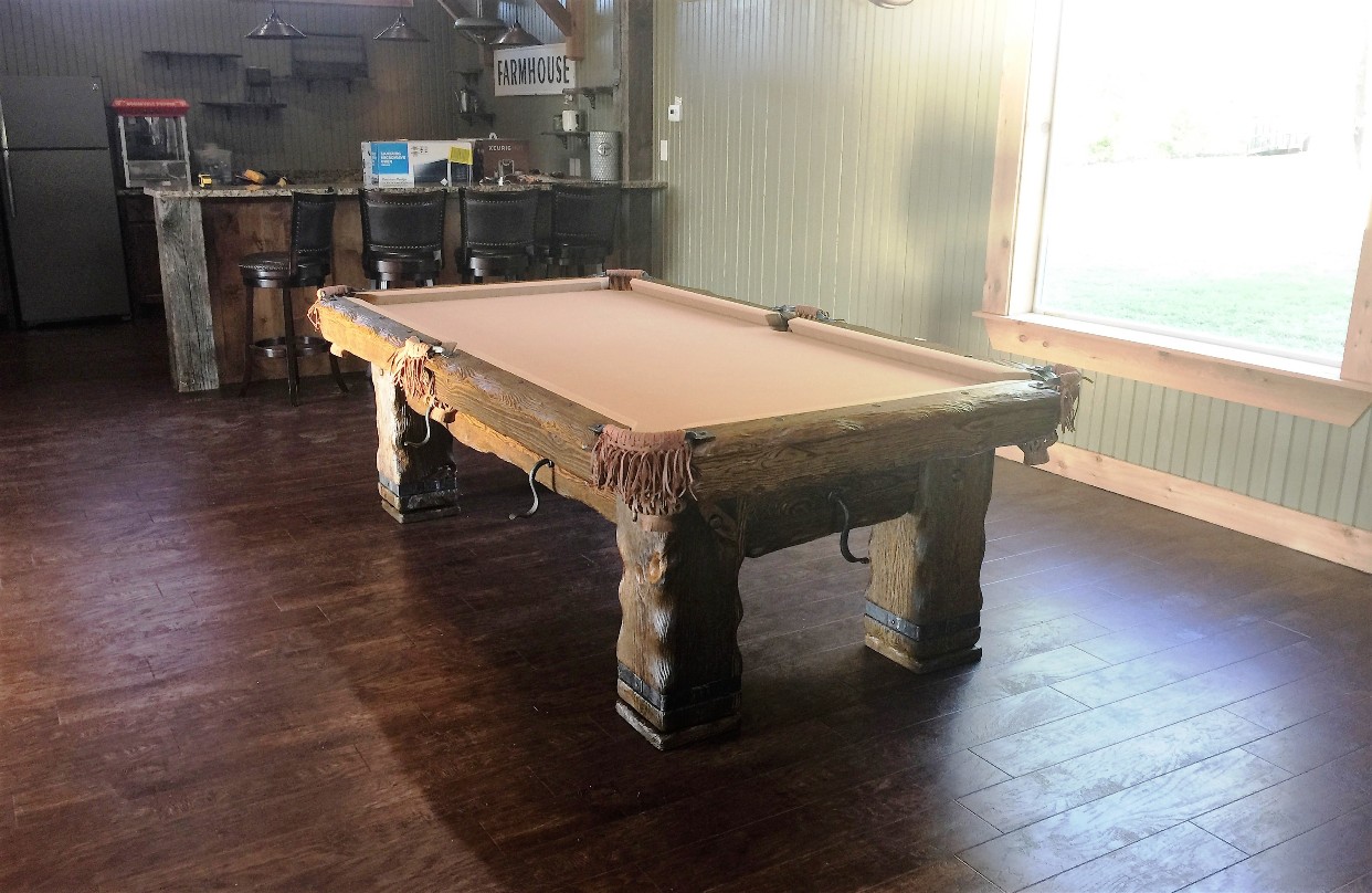 Grizzly Rustic Log Handmade pool Table by Vision Billiards