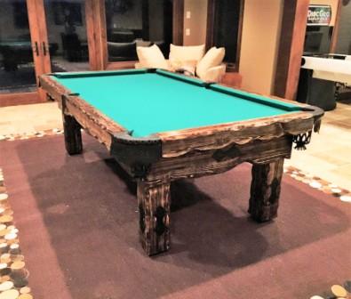 8' Artemis Rustic Log Hand made pool table by Vision Billiards