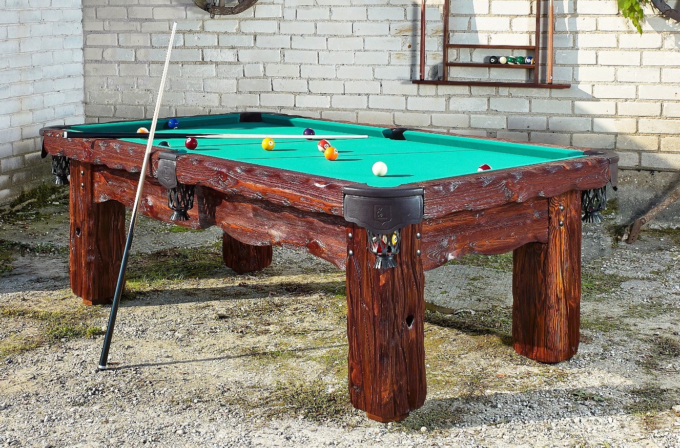 Badlands Handmade Rustic Log pool table by Vision Billiards