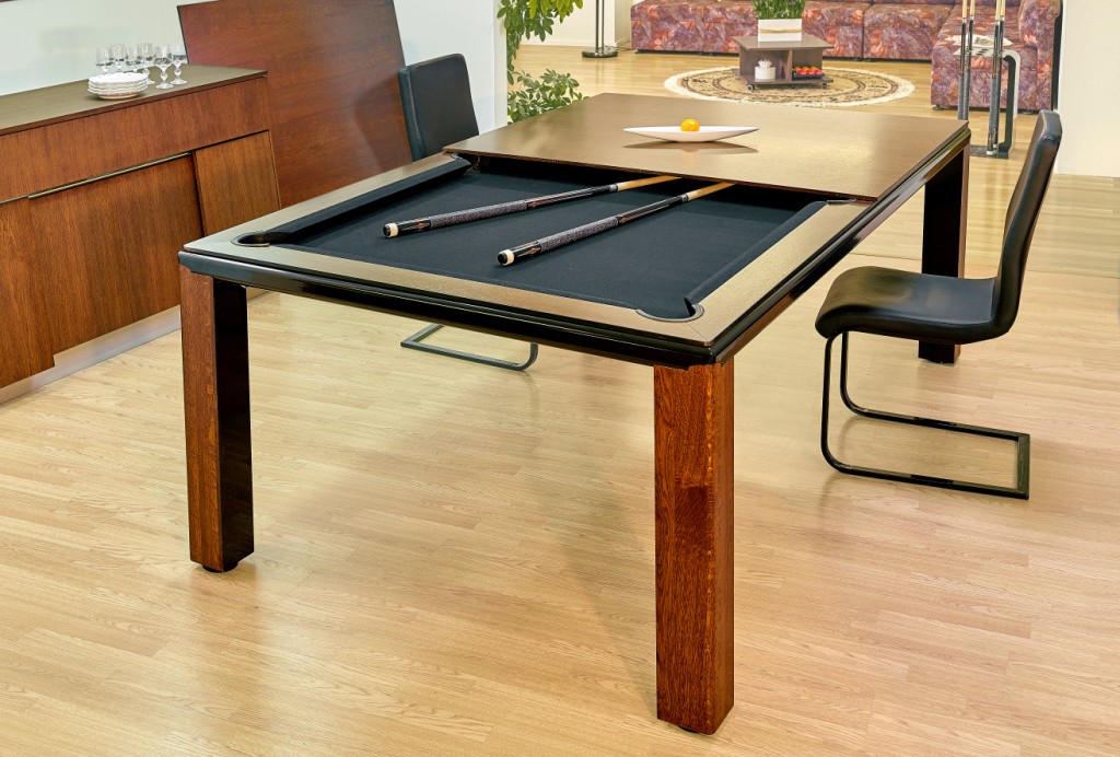Convertible pool dining fusion table Ultra in wood by Vision Billiards