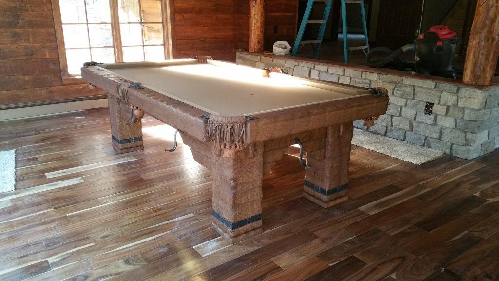 Wild West rustic log hand-made pool table by Vision Billiards