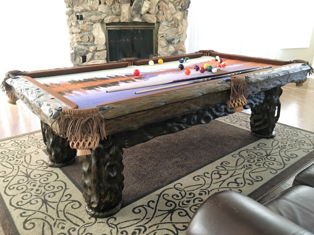 Wilderness rustic log pool table by Vision Billiards