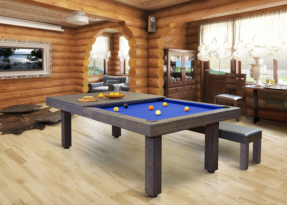 Rustic Convertible Dining pool table Vision Billiards 1
