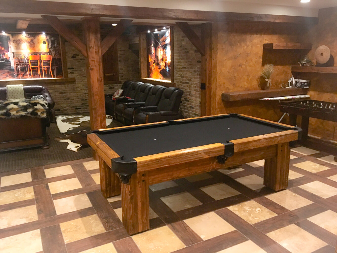 Ranch rustic log pool table