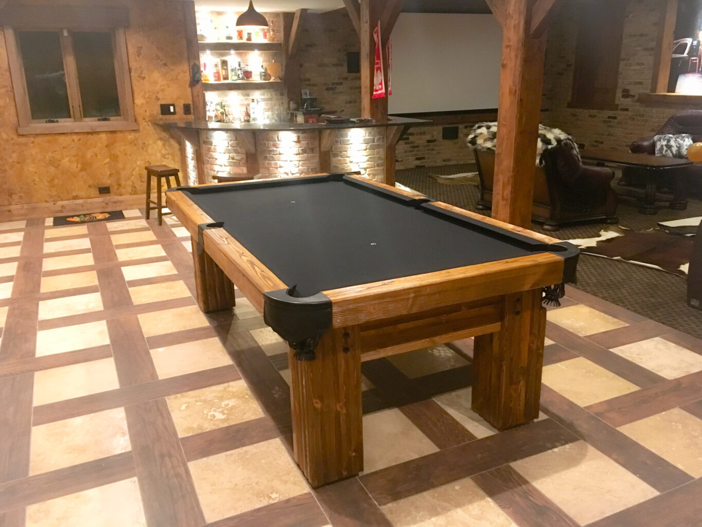 Ranch rustic log pool table 4