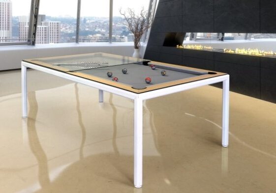 Convertible Dining Pool table ULTRA white Vision Billiards